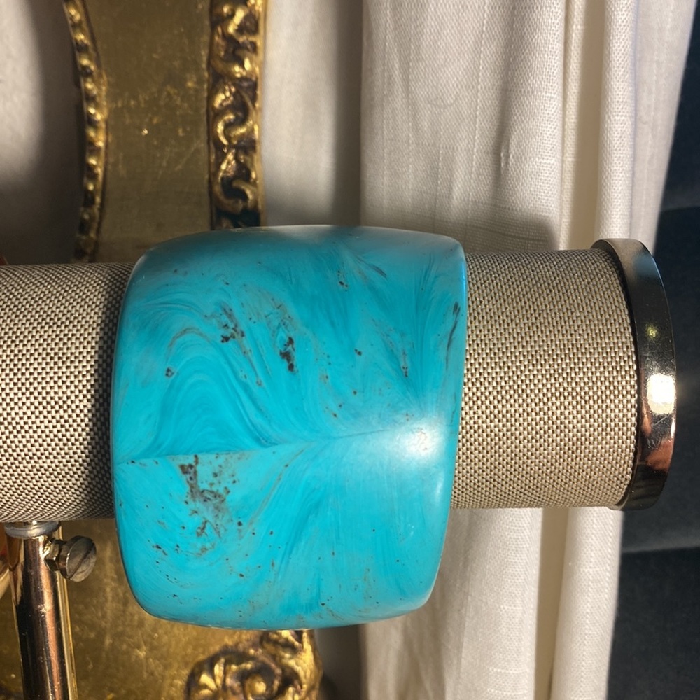 Turquoise bracelet bangle thick 3 inch fashion jewelry boho chic bright colors​ - Picture 3 of 8